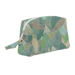 Watercolor Leaves Pattern Wristlet Pouch Bag (medium) by Valentinaart