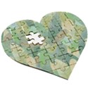 Watercolor leaves pattern Wooden Puzzle Heart View3