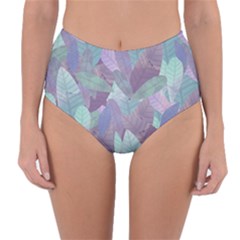 Watercolor Leaves Pattern Reversible High-waist Bikini Bottoms by Valentinaart