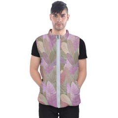 Watercolor Leaves Pattern Men s Puffer Vest by Valentinaart