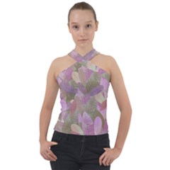 Watercolor Leaves Pattern Cross Neck Velour Top by Valentinaart