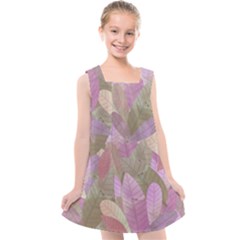 Watercolor Leaves Pattern Kids  Cross Back Dress by Valentinaart