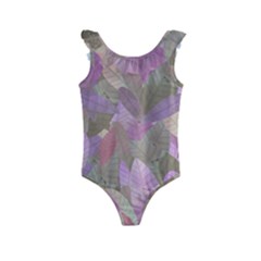 Watercolor Leaves Pattern Kids  Frill Swimsuit by Valentinaart