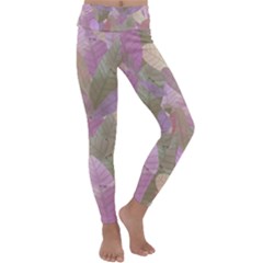 Watercolor Leaves Pattern Kids  Lightweight Velour Classic Yoga Leggings