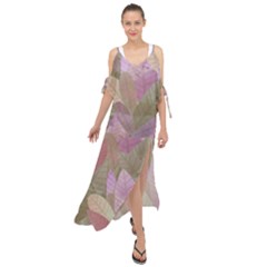 Watercolor Leaves Pattern Maxi Chiffon Cover Up Dress by Valentinaart