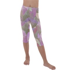 Watercolor Leaves Pattern Kids  Lightweight Velour Capri Leggings  by Valentinaart