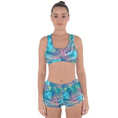 Opaled Abstract  Racerback Boyleg Bikini Set