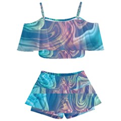 Opaled Abstract  Kids  Off Shoulder Skirt Bikini by VeataAtticus