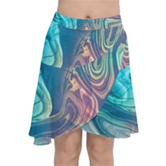 Opaled Abstract  Chiffon Wrap Front Skirt by VeataAtticus