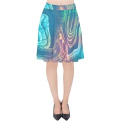 Opaled Abstract  Velvet High Waist Skirt by VeataAtticus