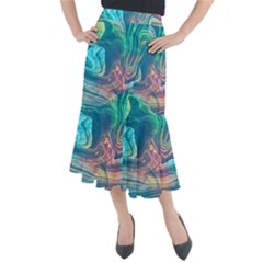 Opaled Abstract  Midi Mermaid Skirt by VeataAtticus
