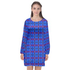 D 6 Long Sleeve Chiffon Shift Dress 