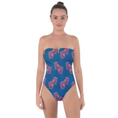 Swimming Fighting Fish Tie Back One Piece Swimsuit