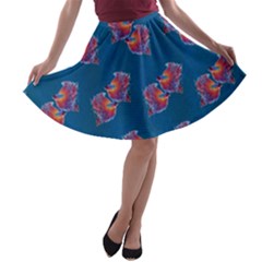 Swimming Fighting Fish A-line Skater Skirt