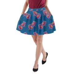 Swimming Fighting Fish A-Line Pocket Skirt