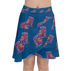 Swimming Fighting Fish Chiffon Wrap Front Skirt