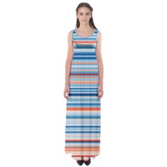 Blue And Coral Stripe 2 Empire Waist Maxi Dress