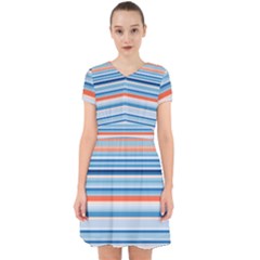 Blue And Coral Stripe 2 Adorable In Chiffon Dress