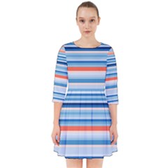 Blue And Coral Stripe 2 Smock Dress