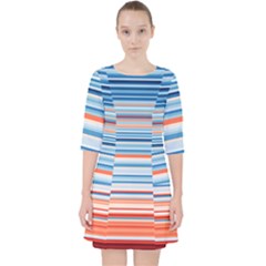 Blue And Coral Stripe 2 Pocket Dress