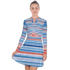 Blue And Coral Stripe 2 Long Sleeve Panel Dress