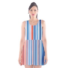 Blue And Coral Stripe 1 Scoop Neck Skater Dress by dressshop