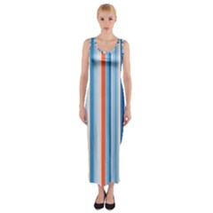 Blue And Coral Stripe 1 Fitted Maxi Dress by dressshop