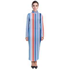 Blue And Coral Stripe 1 Turtleneck Maxi Dress by dressshop