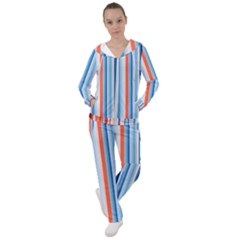 Blue And Coral Stripe 1 Women s Tracksuit