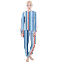 Blue And Coral Stripe 1 Women s Lounge Set