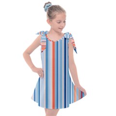 Blue And Coral Stripe 1 Kids  Tie Up Tunic Dress