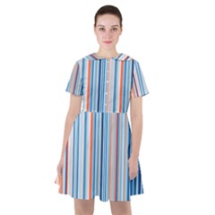 Blue And Coral Stripe 1 Sailor Dress
