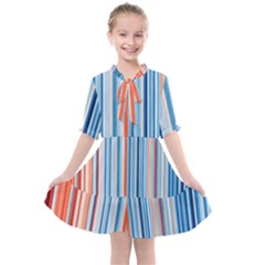 Blue And Coral Stripe 1 Kids  All Frills Chiffon Dress by dressshop