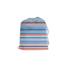 Blue And Coral Stripe 2 Drawstring Pouch (Small)