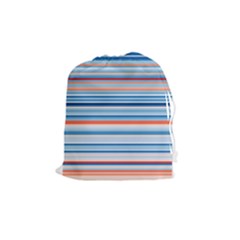 Blue And Coral Stripe 2 Drawstring Pouch (Medium)