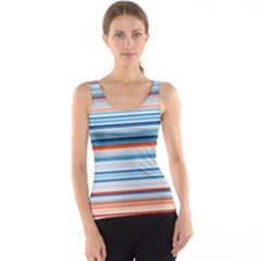 Blue And Coral Stripe 2 Tank Top