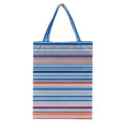 Blue And Coral Stripe 2 Classic Tote Bag