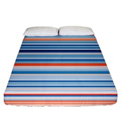 Blue And Coral Stripe 2 Fitted Sheet (California King Size)