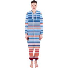 Blue And Coral Stripe 2 Hooded Jumpsuit (Ladies) 