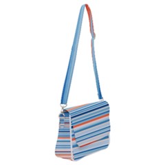 Blue And Coral Stripe 2 Shoulder Bag with Back Zipper