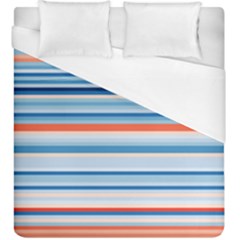 Blue And Coral Stripe 2 Duvet Cover (King Size)