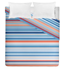 Blue And Coral Stripe 2 Duvet Cover Double Side (Queen Size)