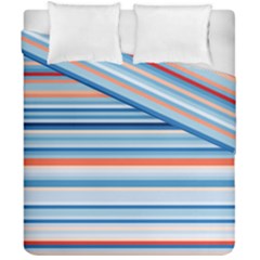 Blue And Coral Stripe 2 Duvet Cover Double Side (California King Size)