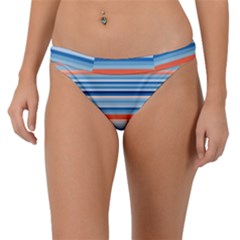 Blue And Coral Stripe 2 Band Bikini Bottom by dressshop