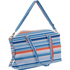 Blue And Coral Stripe 2 Canvas Crossbody Bag