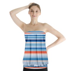 Blue And Coral Stripe 2 Strapless Top