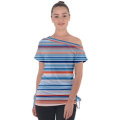 Blue And Coral Stripe 2 Tie-Up Tee