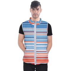 Blue And Coral Stripe 2 Men s Puffer Vest