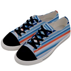 Blue And Coral Stripe 2 Men s Low Top Canvas Sneakers