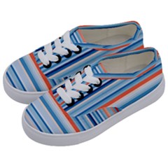 Blue And Coral Stripe 2 Kids  Classic Low Top Sneakers